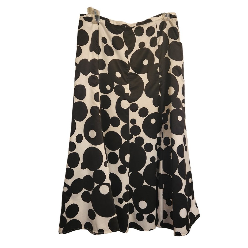 Venus Black & White Flare Polka Dot Maxi Skirt